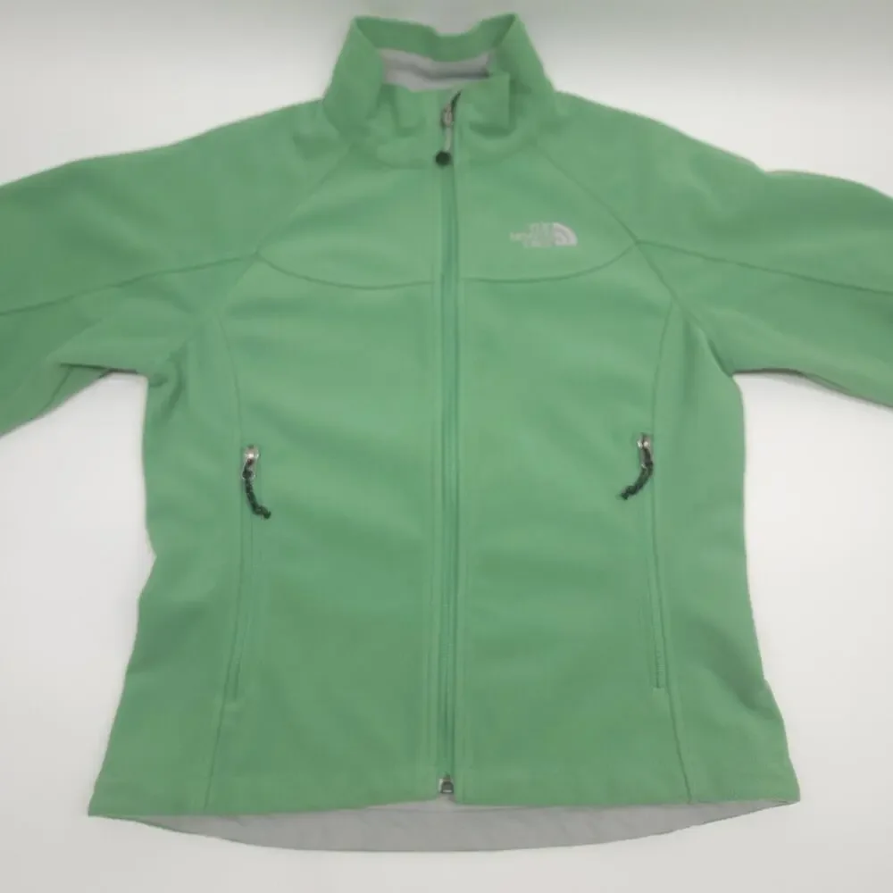 North Face Jacket Women S Green Full Zip Soft Shell Fleece Lined Winter Gorpcore